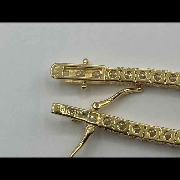 18k Yellow Gold Plated Moissanite Tennis Chain Necklace 18-24” 3mm 925 Silver - Picture 4 of 7